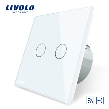 Livolo EU Standard Remote Switch 220~250V Wall Light Remote Touch Switch 2gang 2 way VL-C702SR-11